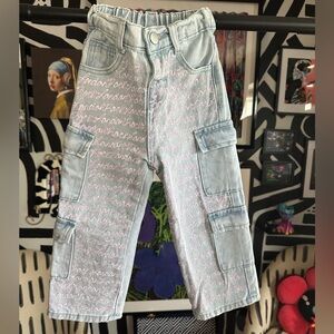 LONDON ROCK UPCYCLED SHEIN GIRLS CARGO JEANS SZ 4Y